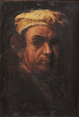 MANIFATTURA DEL XIX-XX SECOLO  - Autoritratto da Rembrandt in cornice di legno intagliato e parzialmente dorato.