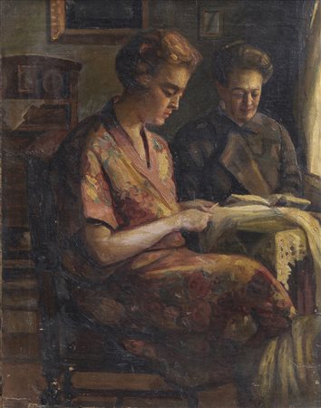 SANDOR ENDREY (1867 - 1940) - Scena d'interno.