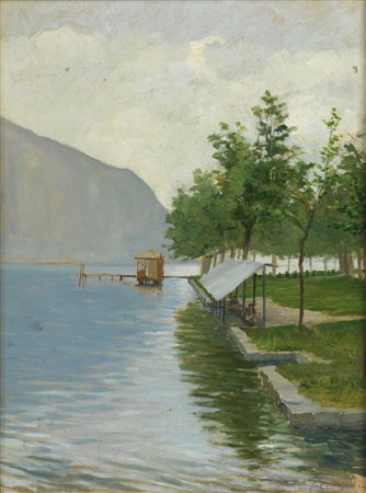 CAMPLANI BATTISTA (1887 - 1957) - Il lido d'Iseo. .