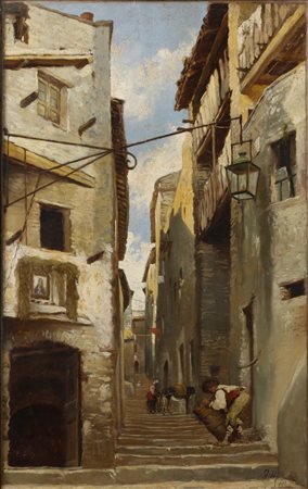 MOLINARI (XIX-XX secolo) GUIDO - Paesaggio con personaggi. .