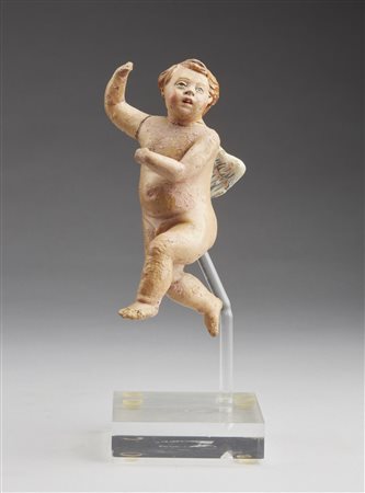 PLASTICATORE ITALIANO DEL XVIII SECOLO  - Angioletto in terracotta policroma.