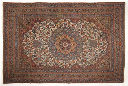  MANIFATTURA PERSIANA - Tappeto Birjand, area di Khorasan. Impianto floreale con rosone centrale.