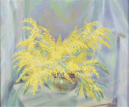 LUCE BALLA, Vaso di mimose, 1985