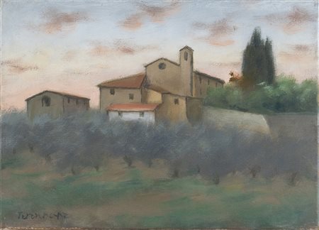 NINO TIRINNANZI, Paesaggio chiantigiano al crepuscolo, 1983
