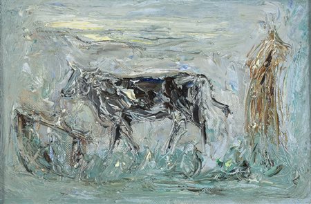 GIOVANNI STRADONE, Mucca alla stanga, 1951