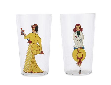 COPPIA DI BICCHIERI IN VETRO, ANNI '20