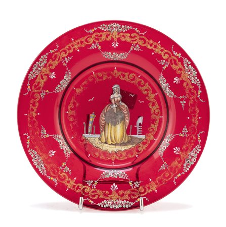 PIATTINO IN VETRO SOFFIATO, VENEZIA FINE  XIX SECOLO