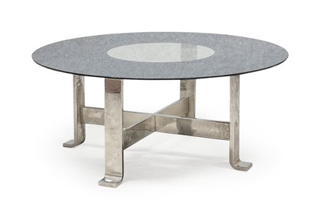 TAVOLO DA SALOTTO IN METALLO CROMATO, PROBABILMENTE ZANUSO ANNI '70