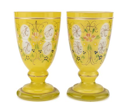 COPPIA DI BICCHIERI IN VETRO, BOEMIA INIZI XX SECOLO