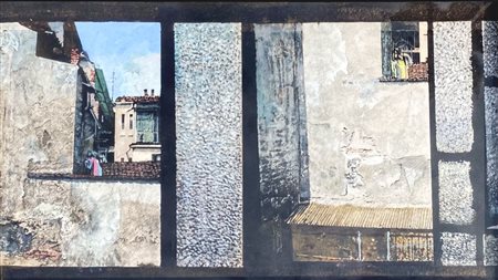 BANCHIERI GIUSEPPE Milano (Mi) 1927 Senza titolo Olio su tavola 25,00x44,50