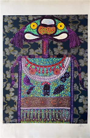 BAJ ENRICO Milano (Mi) 1924 Lady Virginia Wolf 1973 Serigrafia su cartoncino...