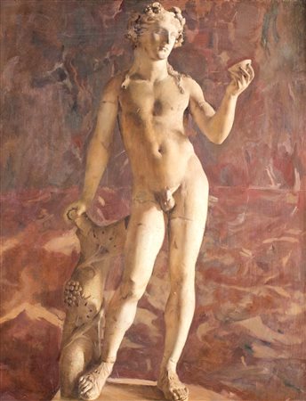 Pittore del XIX secolo Studio per statua di giovane Bacco olio su tela cm...
