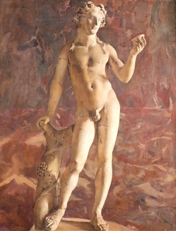 Pittore del XIX secolo Studio per statua di giovane Bacco olio su tela cm...
