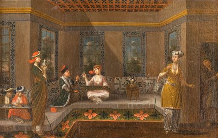 Scuola europea, fine XVII/inizio XVIII secolo Interno orientale olio su tela...