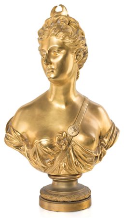 Jean Bulio Busto in bronzo dorato di Diana cacciatrice da Jean Antoine...
