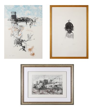 VESPIGNANI RENZO (1924 - 2001) - Lotto composto da n.3 fogli. Senza titolo.