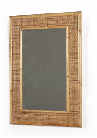 UNO SPECCHIO DA PARETE, anni "60. <br>Bambù, 