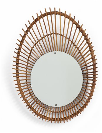 UNO SPECCHIO DA PARETE, anni "60. <br>Bambù, 