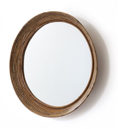 UNO SPECCHIO DA PARETE, anni "60. <br>Giunco, 