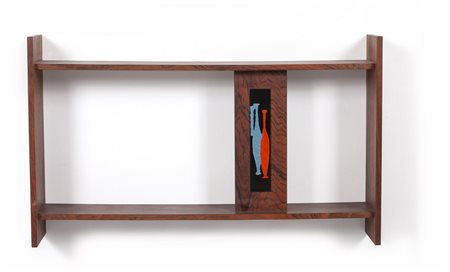 UN'ETAGERE PENSILE, anni '60. <br>Legno 