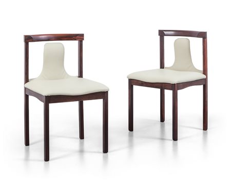 DUE SEDIE, anni "60. <br>Legno di palissandro, 