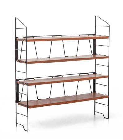  UNA ETAGERE, anni "60. <br>Struttura di ferro 