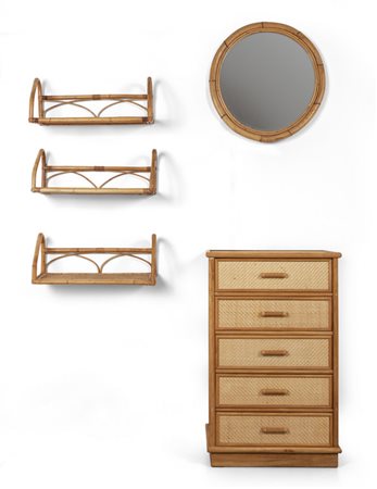UNA CASSETTIERA, TRE MENSOLE, UNO SPECCHIO DA 