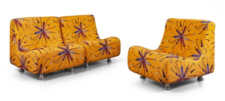 TRE POLTRONE, anni "70. <br>Strutture in legno, 