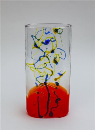 ALFREDO BARBINI<br>Un vaso in vetro trasparente a 
