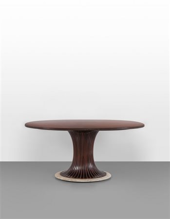 UN TAVOLO, anni "50. <br>Marmo, legno tinto 