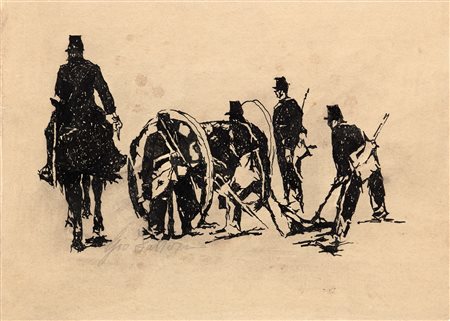 Giovanni Fattori, Militari con cannone