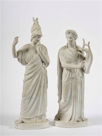Coppia di grandi sculture, Atena e Apollo da Berthel Thorvaldsen Danimarca,...
