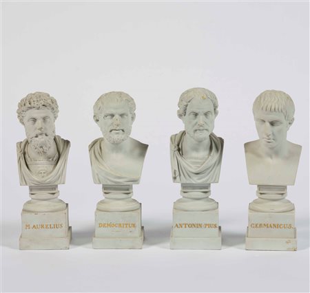 Quattro piccoli busti Vienna, Manifattura Imperiale, 1798 circa Porcellana...