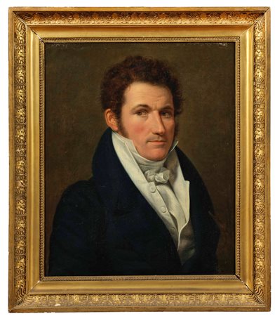 Ritratti di coniugi Scuola del XIX secolo coppia di dipinti, in cornici...