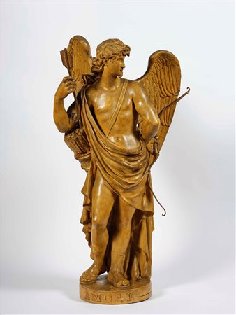 Amore e Psiche. Papier machè modellato e dipinto. Arte neoclassica italiana,...