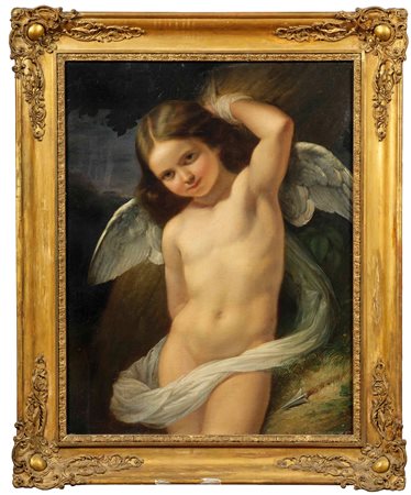 Giuseppe Bezzuoli (1784 Firenze-1855 Firenze), Cupido in cornice dorata, olio...