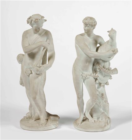 Coppia di figurine di satiri Manifattura indeterminata, fine del XVIII o XIX...