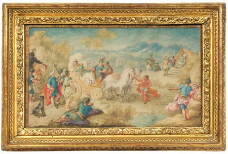 Scene mitologiche Scuola napoletana del XVIII secolo coppia dipinti, in...