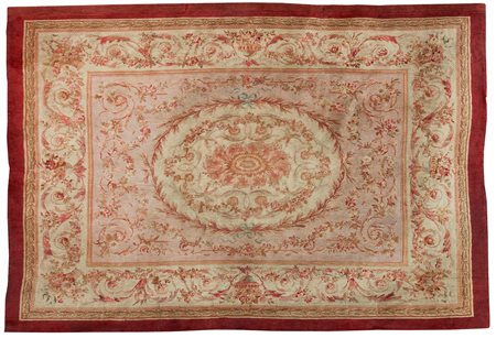 Savonnerie Francia XIX secolo medaglione centrale con ghirlande di...