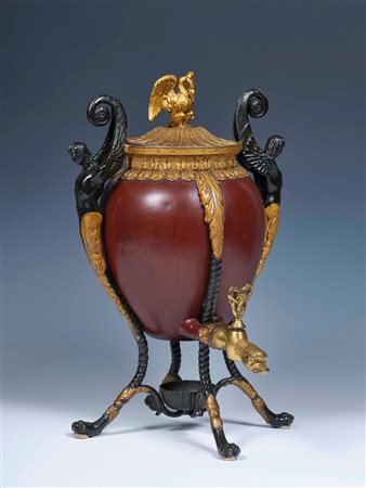 Samovar. Peltro laccato e dorato e bronzo dorato. Arte neoclassica, Russia...