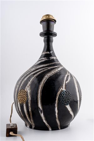Base di lampada in ceramica nera umbra