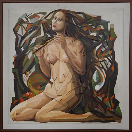 TECLA IRACI, Nudo femminile, Olio e applicazioni lignee