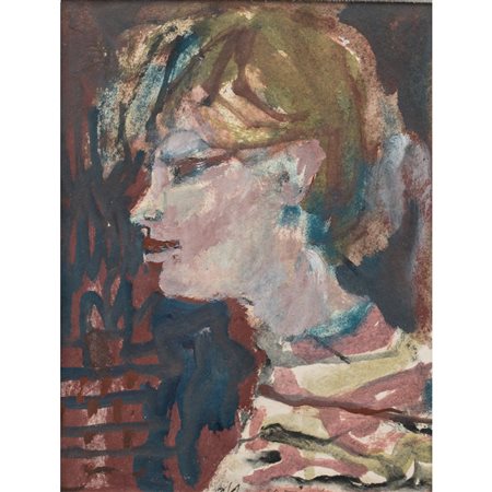 MINO MACCARI, Profilo di donna, Olio su cart