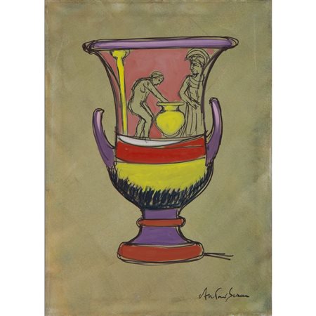 ANTONIO SCIACCA, Vaso con anse, Olio su tela