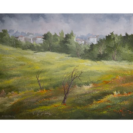 LEONARDO DE MAGISTRIS, Paesaggio con case, Olio su tela