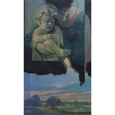 GESUALDO SPAMPINATO, Madonna con Bambino, Olio su tela