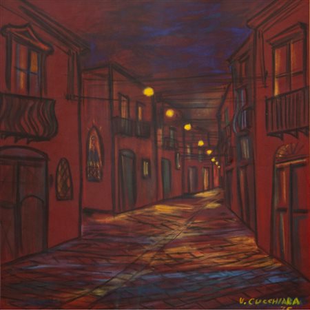 PITTORE DEL XX SECOLO, Scorcio di paese, Tecnica mista