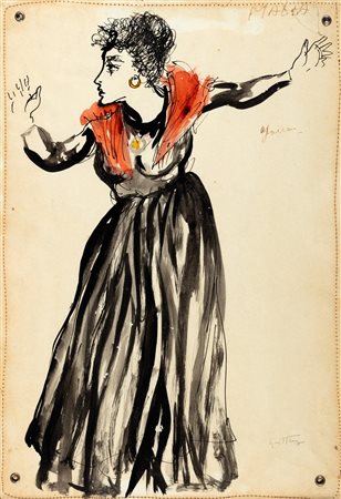 Renato Guttuso (Bagheria 1911-Roma 1987)  - Malia, Anni '70