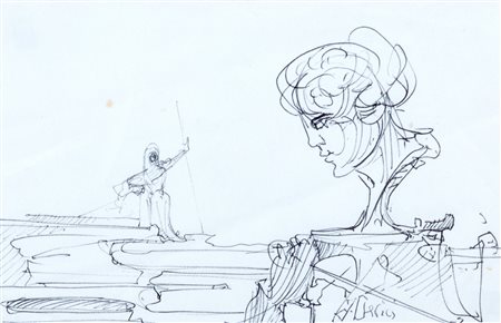 Fabrizio Clerici (Milano 1913-Roma 1993)  - Studio per Minerva, 1956