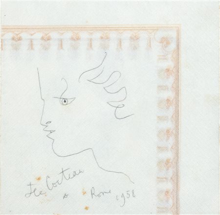 Jean Cocteau (Maisons-Laffitte 1889-Fontainebleau 1963)  - Profilo, 1958